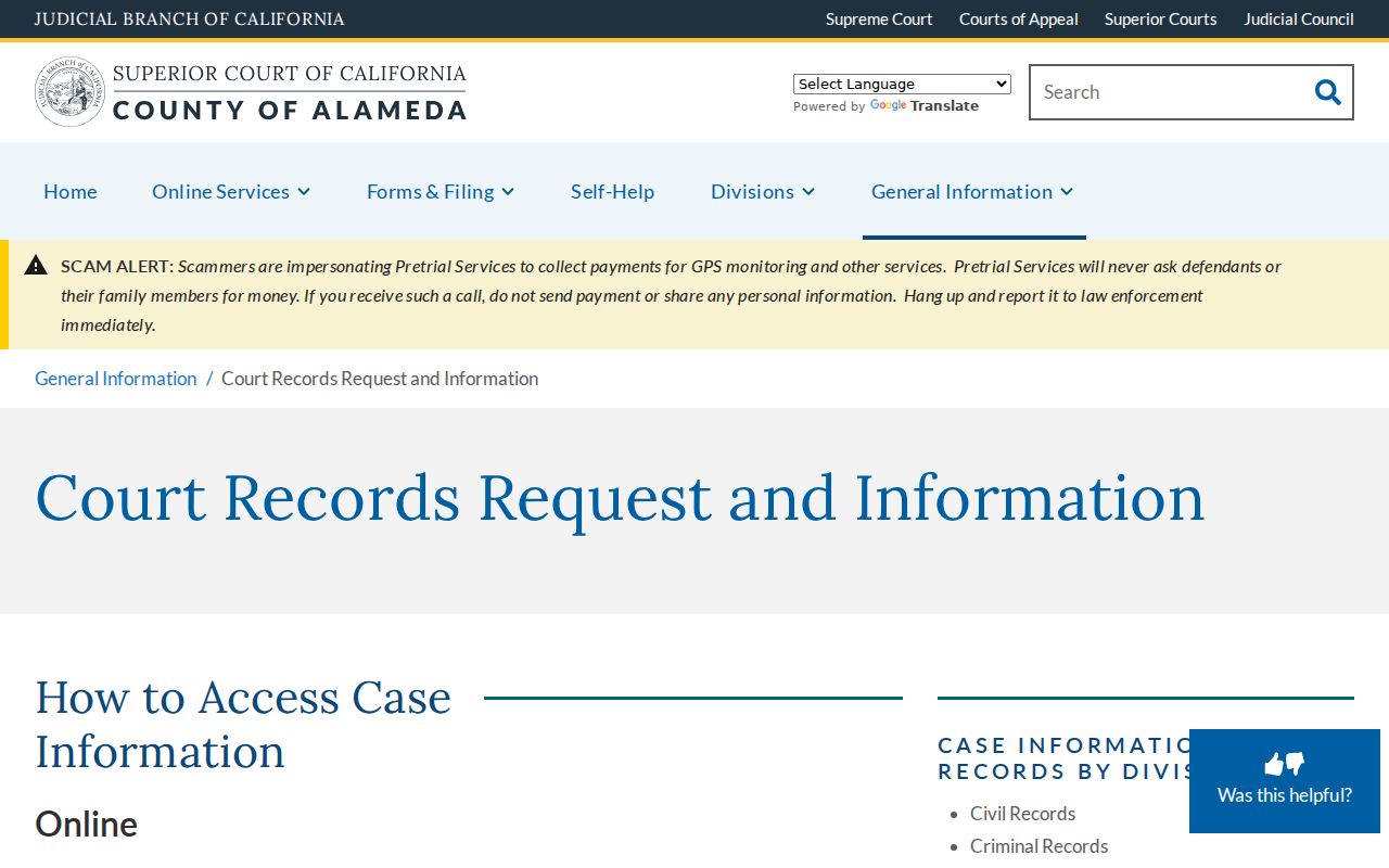Livermore records request options for Alameda court files